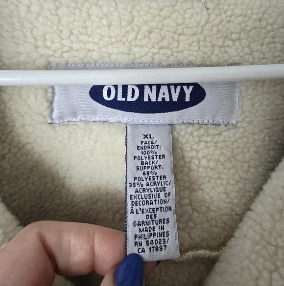 Old Navy Jacket Womens XL Tan Faux Suede Shearling Coat Y2K Vintage Penny Lane - Picture 3 of 4